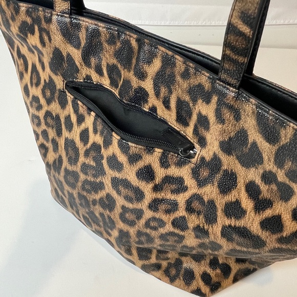 CHICOS Leopard Print Tote Bag Shoulder Purse Pebbled Sparkle Shimmer 17X12 - Picture 4 of 9